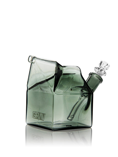 GRAV Milk Carton Bong in Smoke Color, Front View, 4" Borosilicate Glass with Slitted Percolator