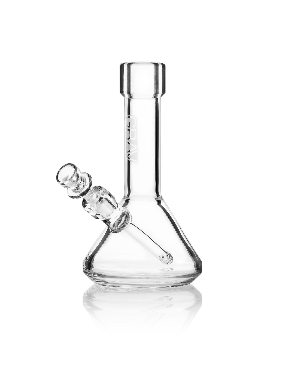 GRAV Mini Beaker Bong in clear borosilicate glass with slit-diffuser, 6" height, front view