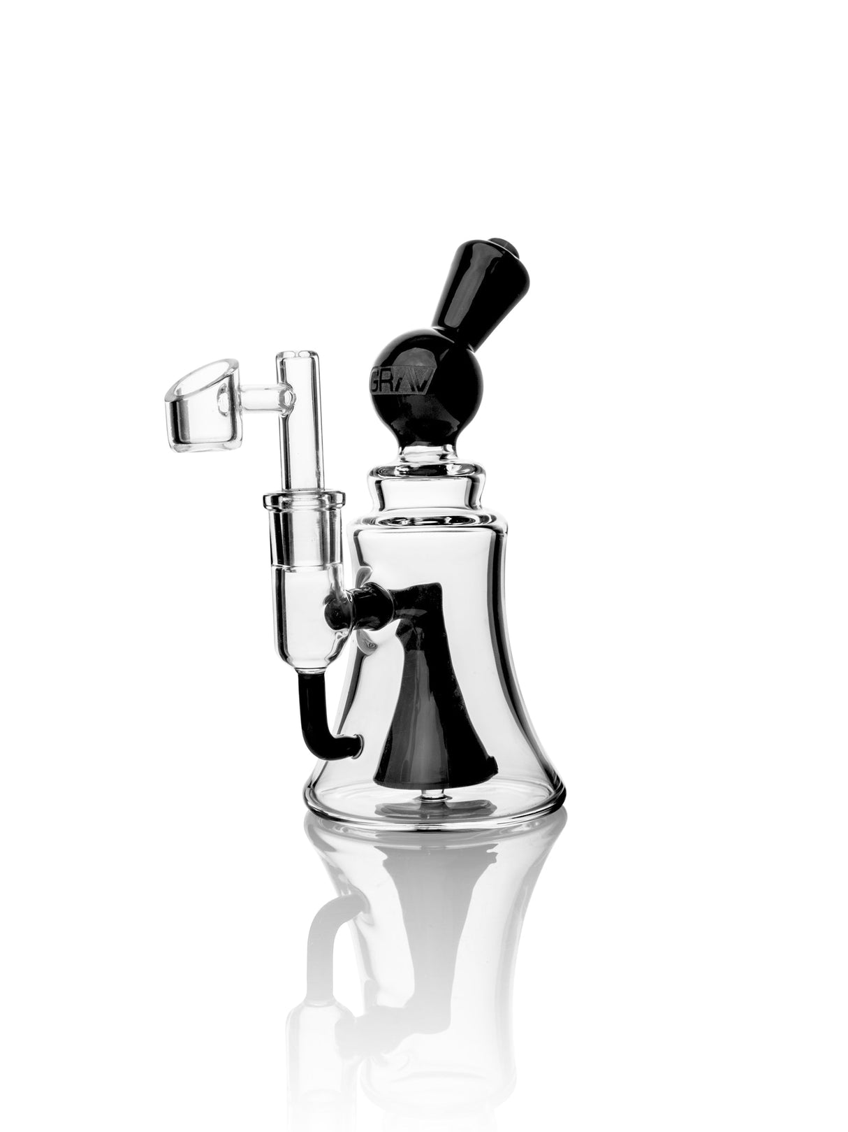 GRAV Orbis Coppa Dab Rig in Black, Beaker Design, 7" Height, 90 Degree Joint, Front View