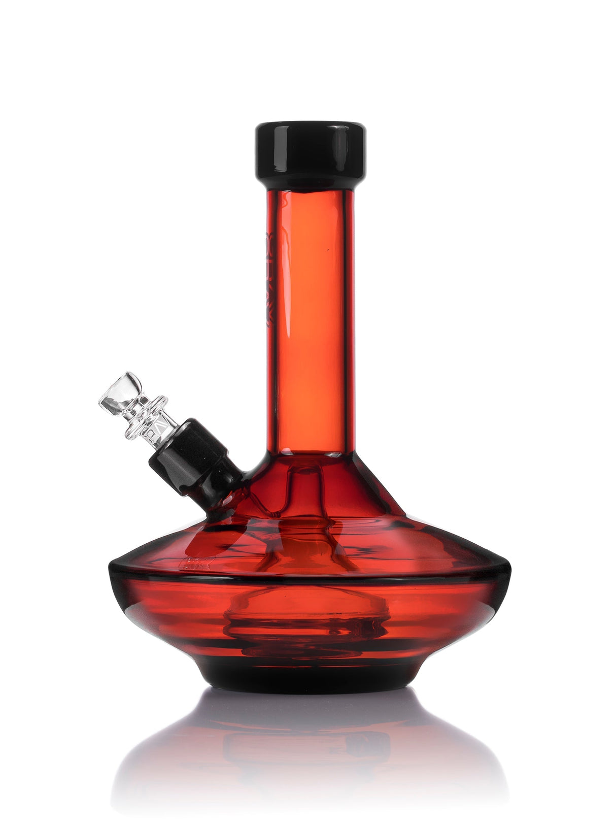 GRAV Small Amber Water Pipe with Black Accents and Wide Base, Front View on White Background
