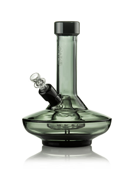 GRAV Small Wide Base Water Pipe in Smoke with Black Accents, Slit-Diffuser Percolator, Front View