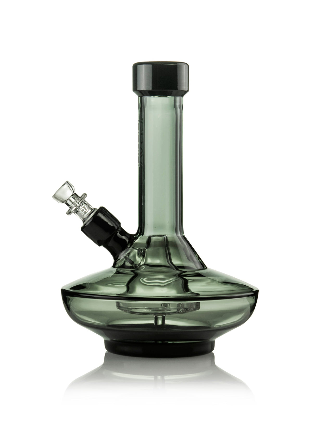 GRAV Small Wide Base Water Pipe in Smoke with Black Accents, Borosilicate Glass, Front View