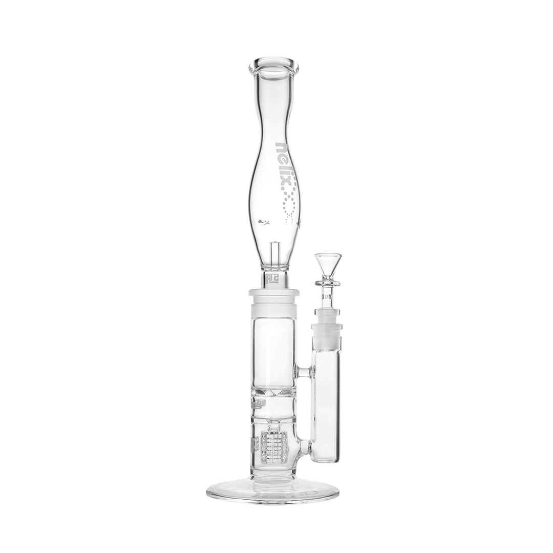 GRAV STAX Whirlwind Bundle clear borosilicate glass bong with beaker base and vortex percolator, front view