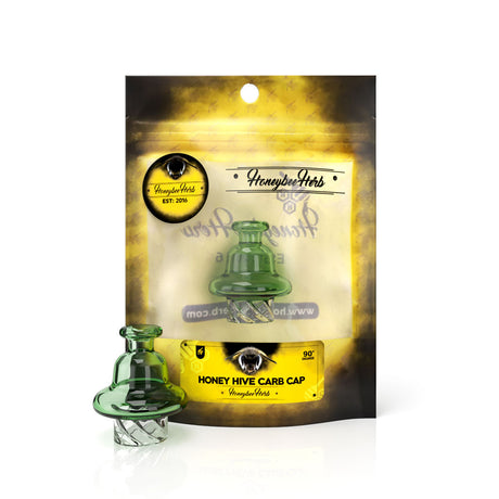 Honeybee Herb Honey Hive Carb Cap in Green for Dab Rigs, Front View on Branded Packaging