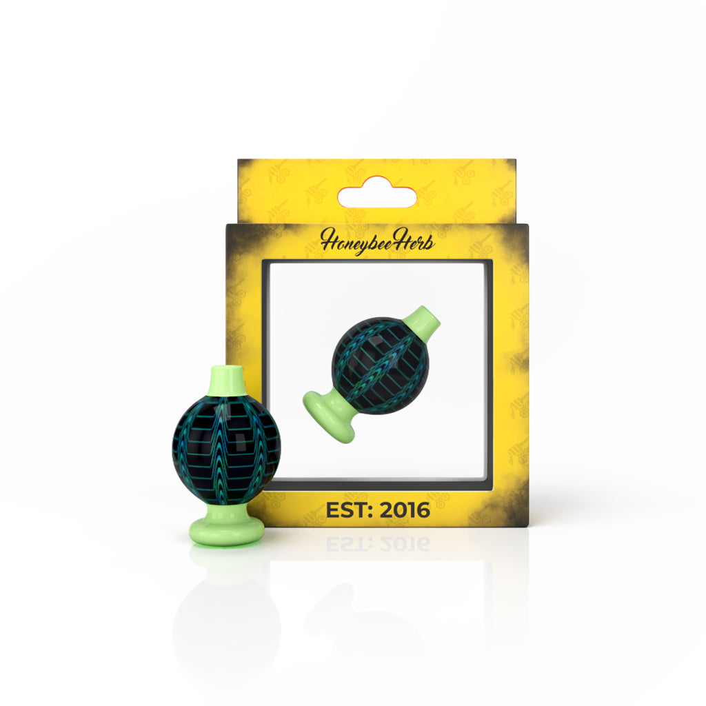 Honeybee Herb Dream Bubble Carb Cap in Green - Front View on Packaging