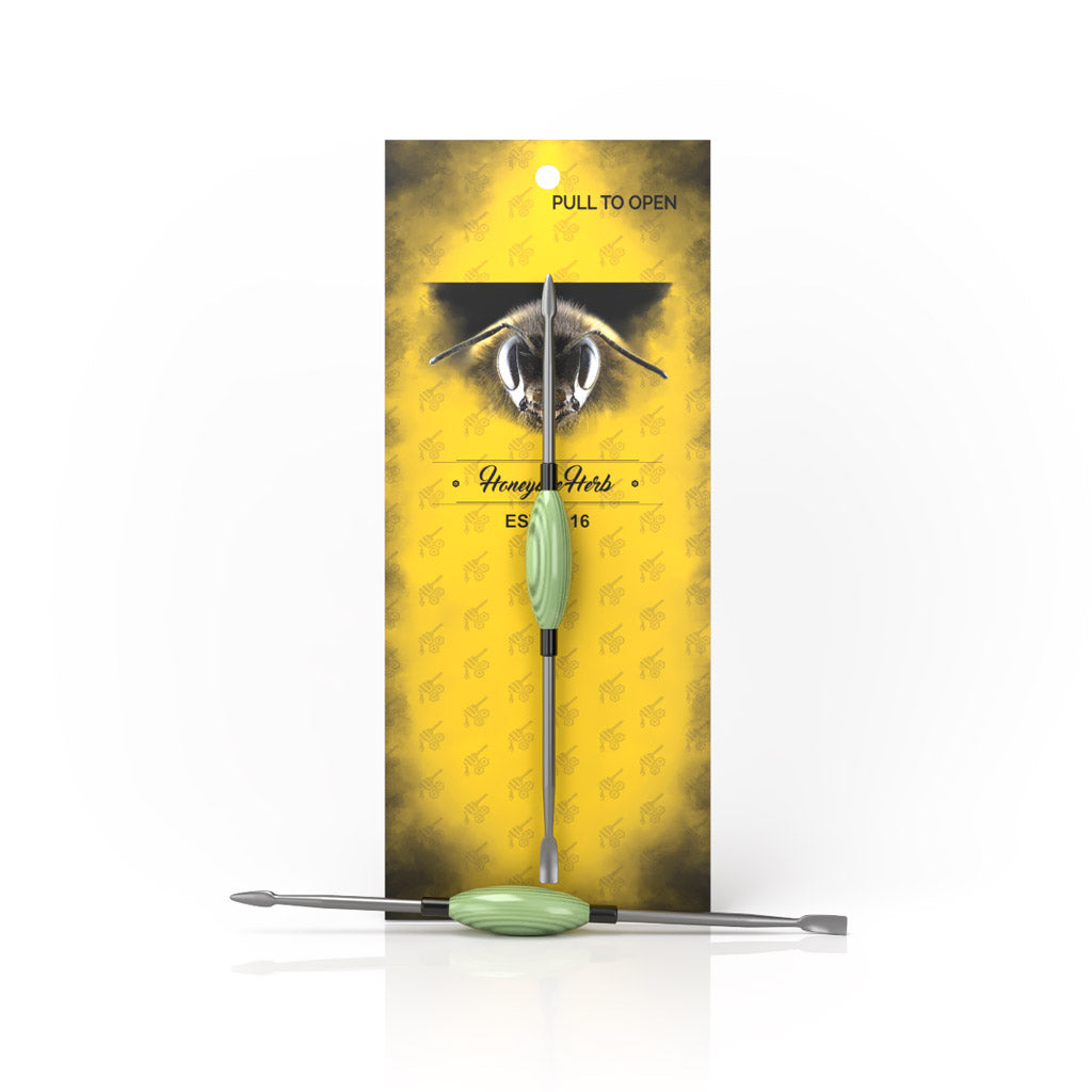 Honeybee Herb OVAL DAB TOOL in Green - Front View with Packaging