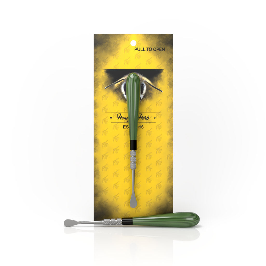 Honeybee Herb Classic Dab Tool in Green with Stainless Steel Tip on White Background