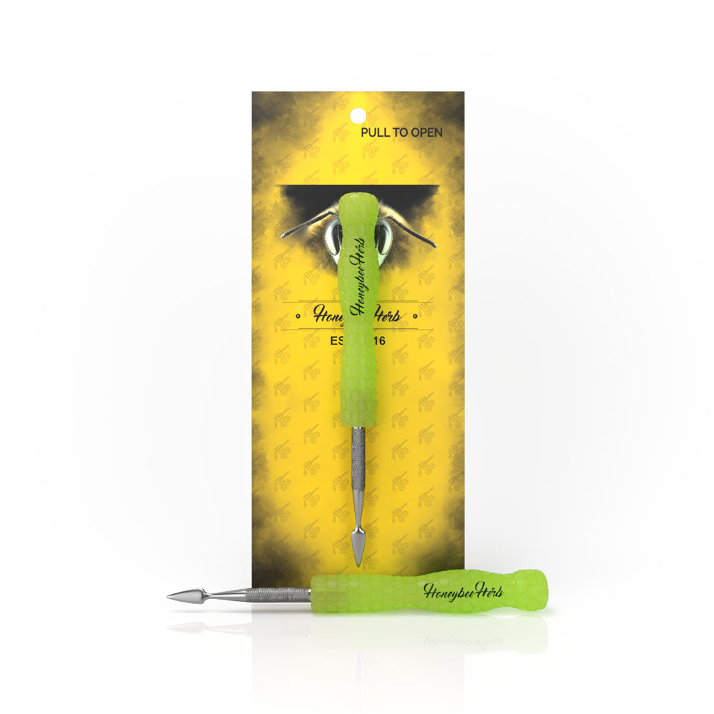 Honeybee Herb Glow in the Dark Dab Tool in Green with Packaging