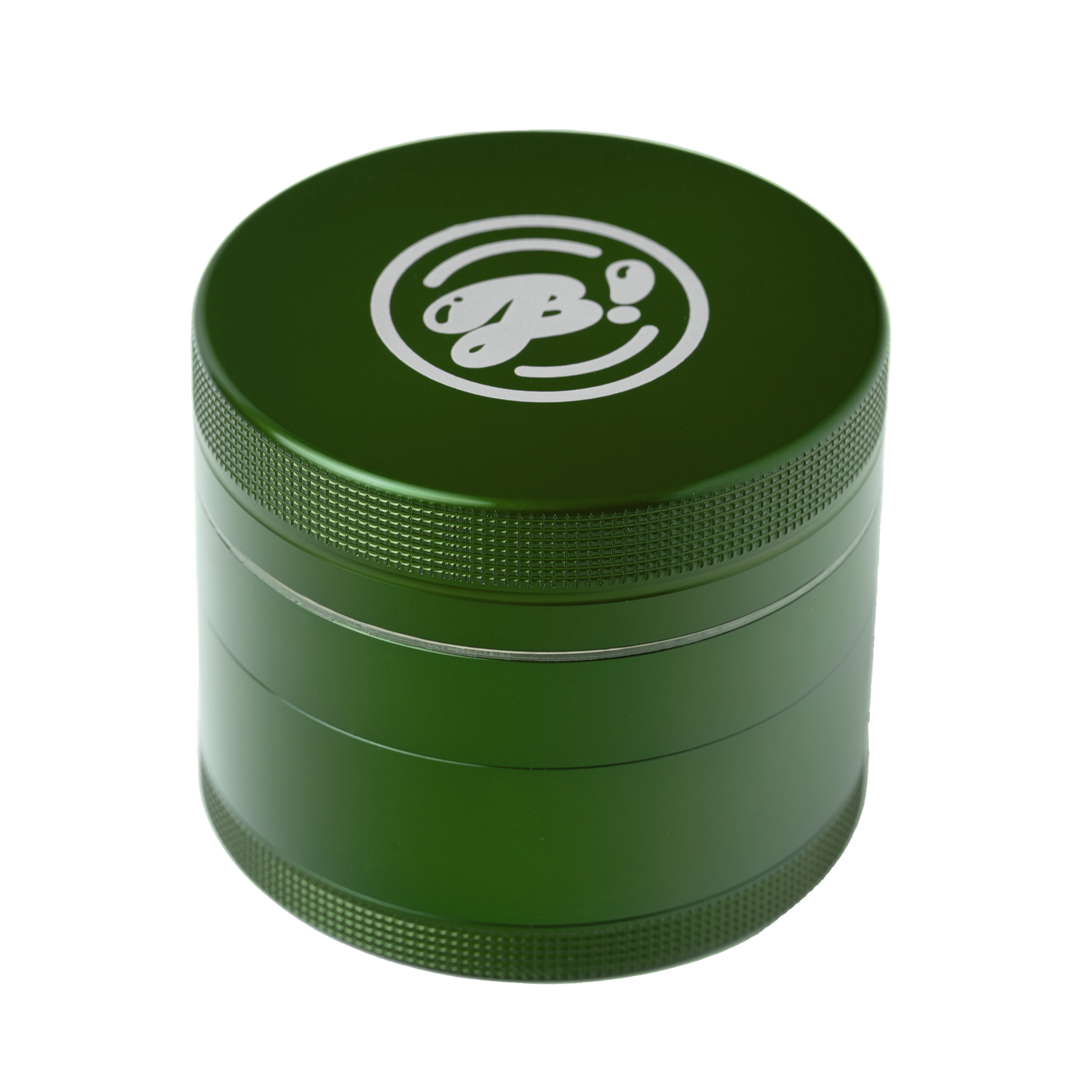 BigFun! 2.5" Green Aluminum Grinder with Diamond Teeth & Pollen Sift, Top View