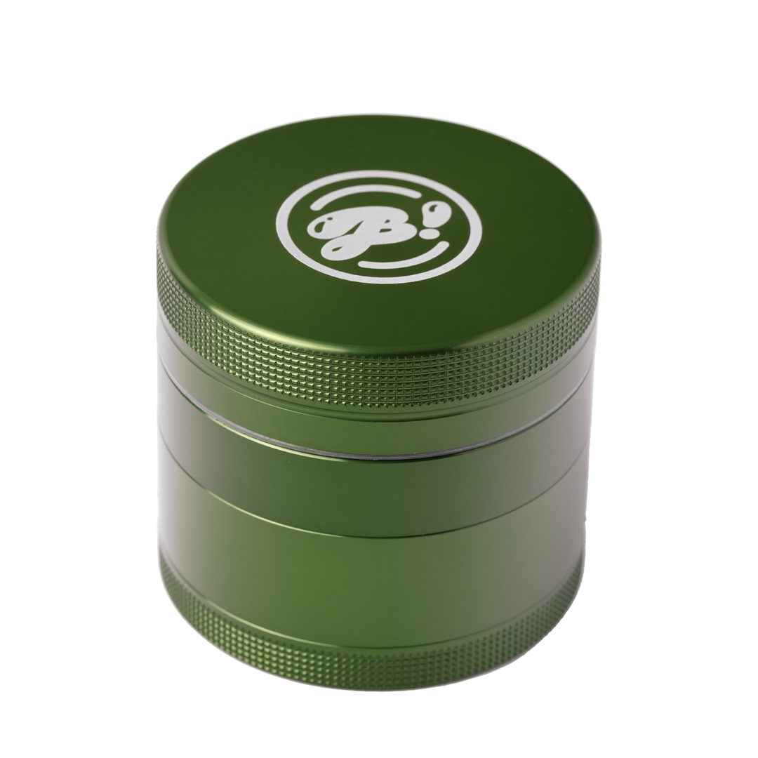 BigFun! 2.2" Green Aluminum Grinder with Diamond Teeth & Pollen Sifter, Top View