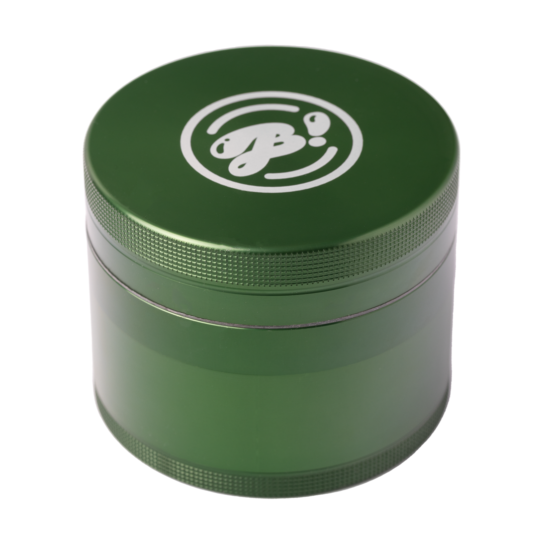 BigFun! XL Green Aluminum Herb Grinder - 3" Diameter with Diamond Teeth & Pollen Sifter, Top View