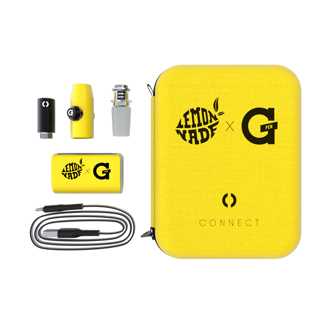 Grenco Science GPen Connect Vaporizer kit with yellow carrying case and accessories