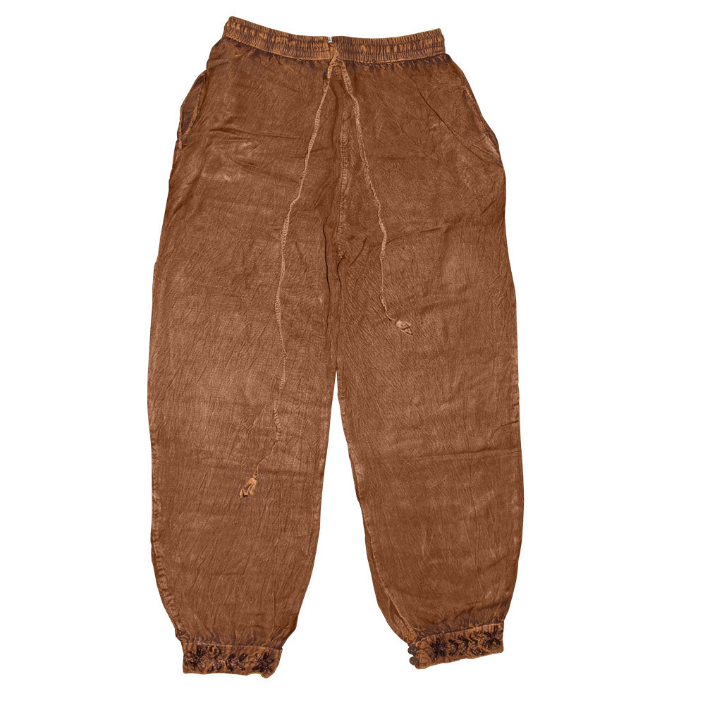 Unisex Acid Wash Harem Pants with Elastic Waist, One Size - Front View