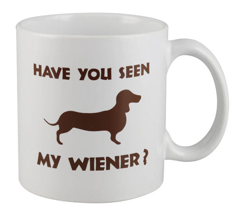 Ceramic Weiner Dog Novelty Mug - 22oz with Humorous Print, Front View