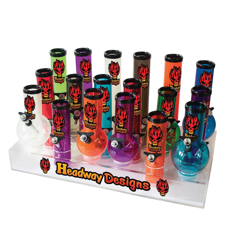 Headway Variety Acrylic Bongs in Assorted Colors for Dry Herbs, 18 Pack Display