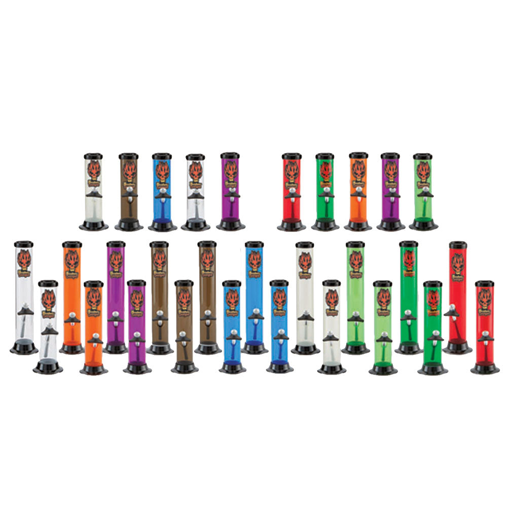 Assorted Headway Acrylic Straight Tube Bongs 30pc Bundle on White Background