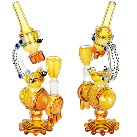 Heady Bee Microscope Water Pipe, 11" Borosilicate Glass, Dual View with Intricate Details