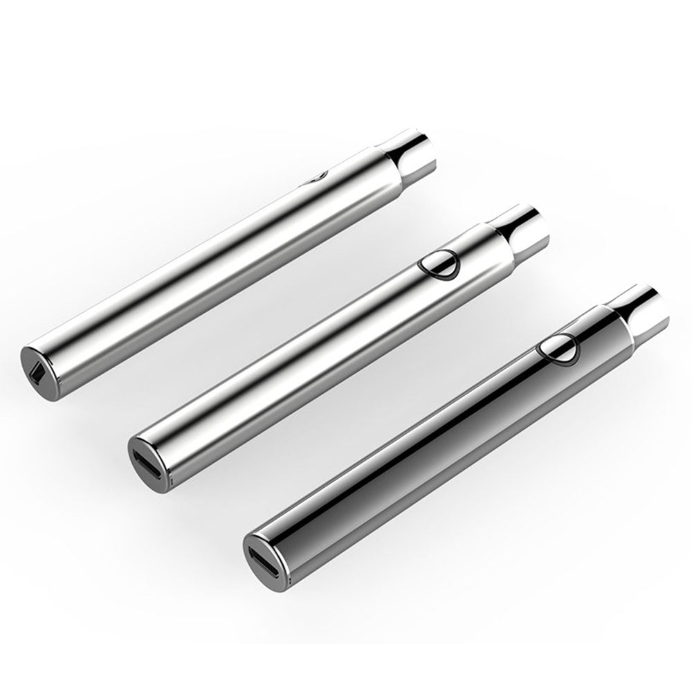 Helio Supply Dual Charge Vape Batteries, sleek stainless steel design, easy USB charging