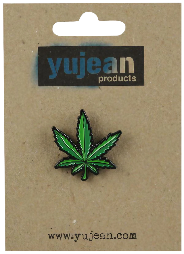 Yujean Hemp Leaf Enamel Hat Pin - Durable Steel, Compact 1"x1" Size, Green