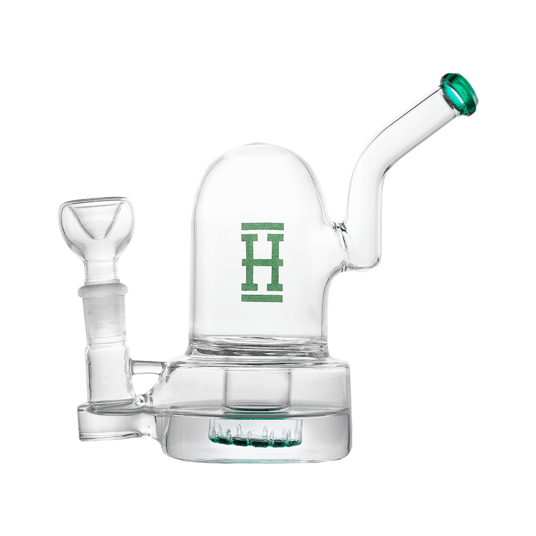 Hemper Bell Rig Bong in Teal with Deep Bowl and 14mm Joint - Side View on White Background