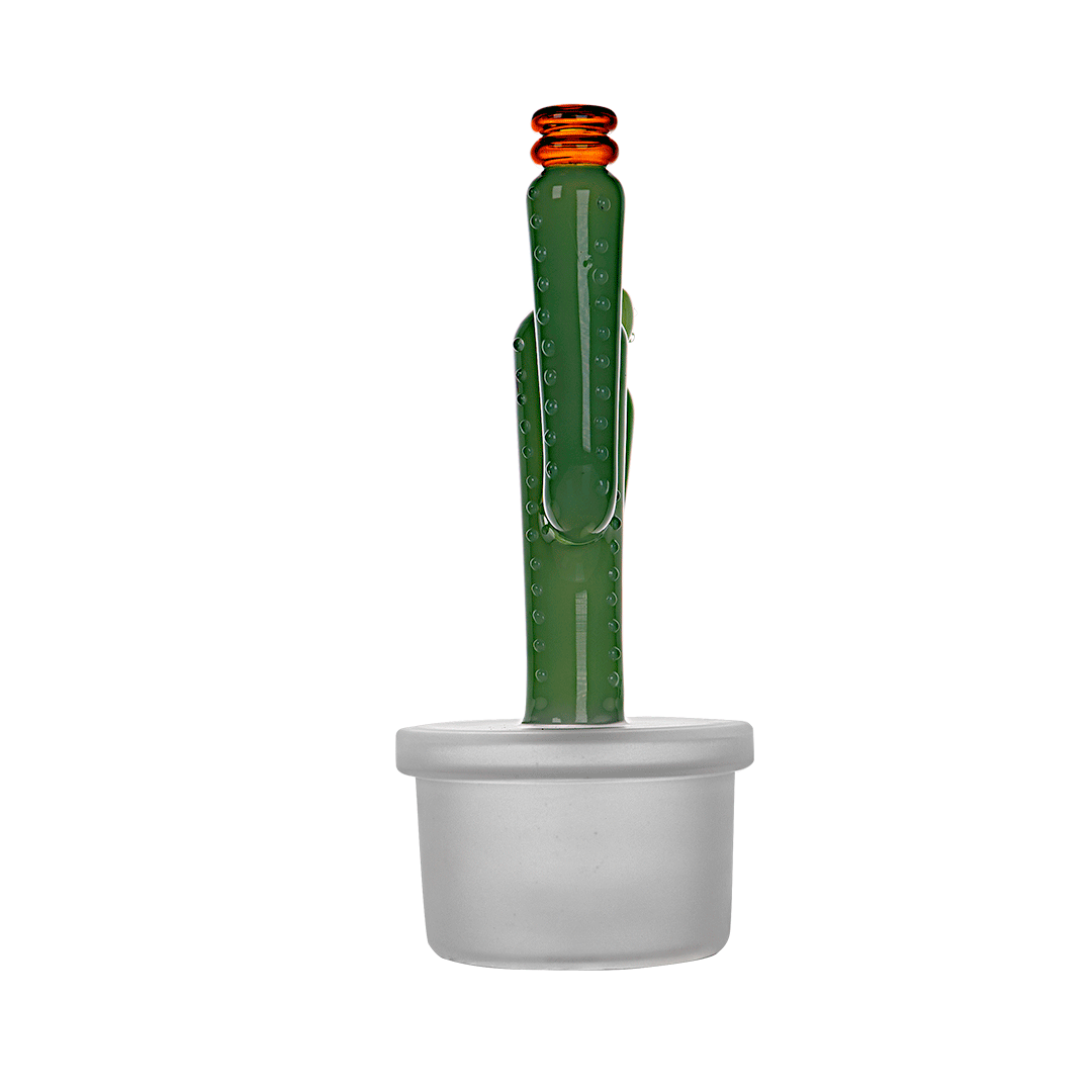 Hemper Cactus Jack Bong XL, Amber/Green, 10" Tall, 14mm Female Joint, Borosilicate - Front View