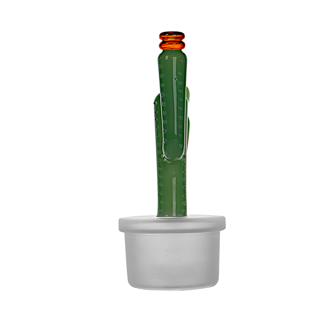 Hemper Cactus Jack Bong XL in Amber and Green, 10" Borosilicate Glass with 14mm Joint - Front View