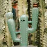 Hemper Cactus Jack Bong XL in Amber/Green, 10" Borosilicate Glass, Side View