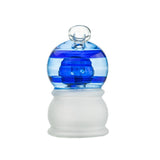 Hemper Crystal Ball XL Rig in blue and white borosilicate glass, 7" height, 14mm joint, front view