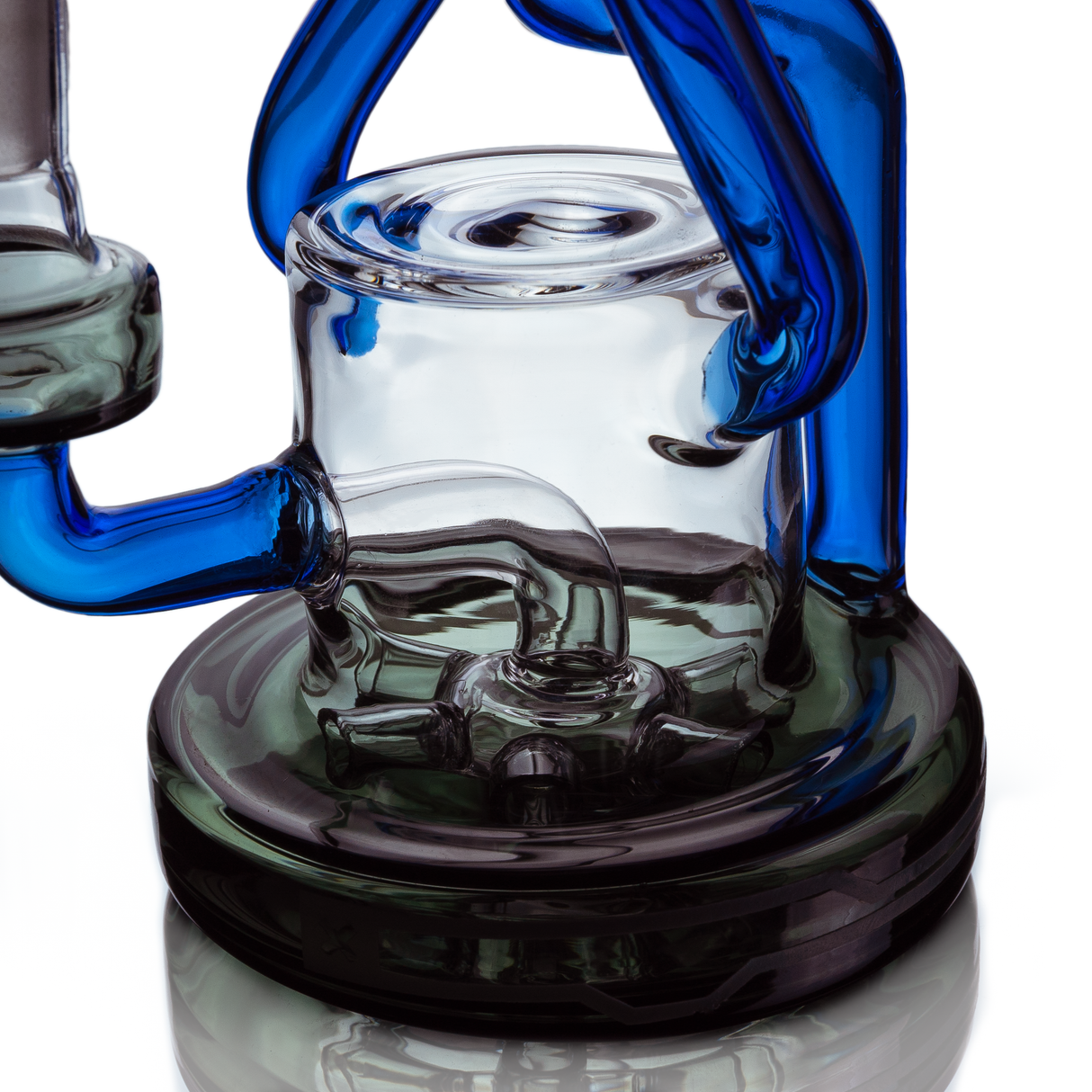 Hemper Cyberpunk XL Recycler Bong with blue accents and intricate design, 12" height