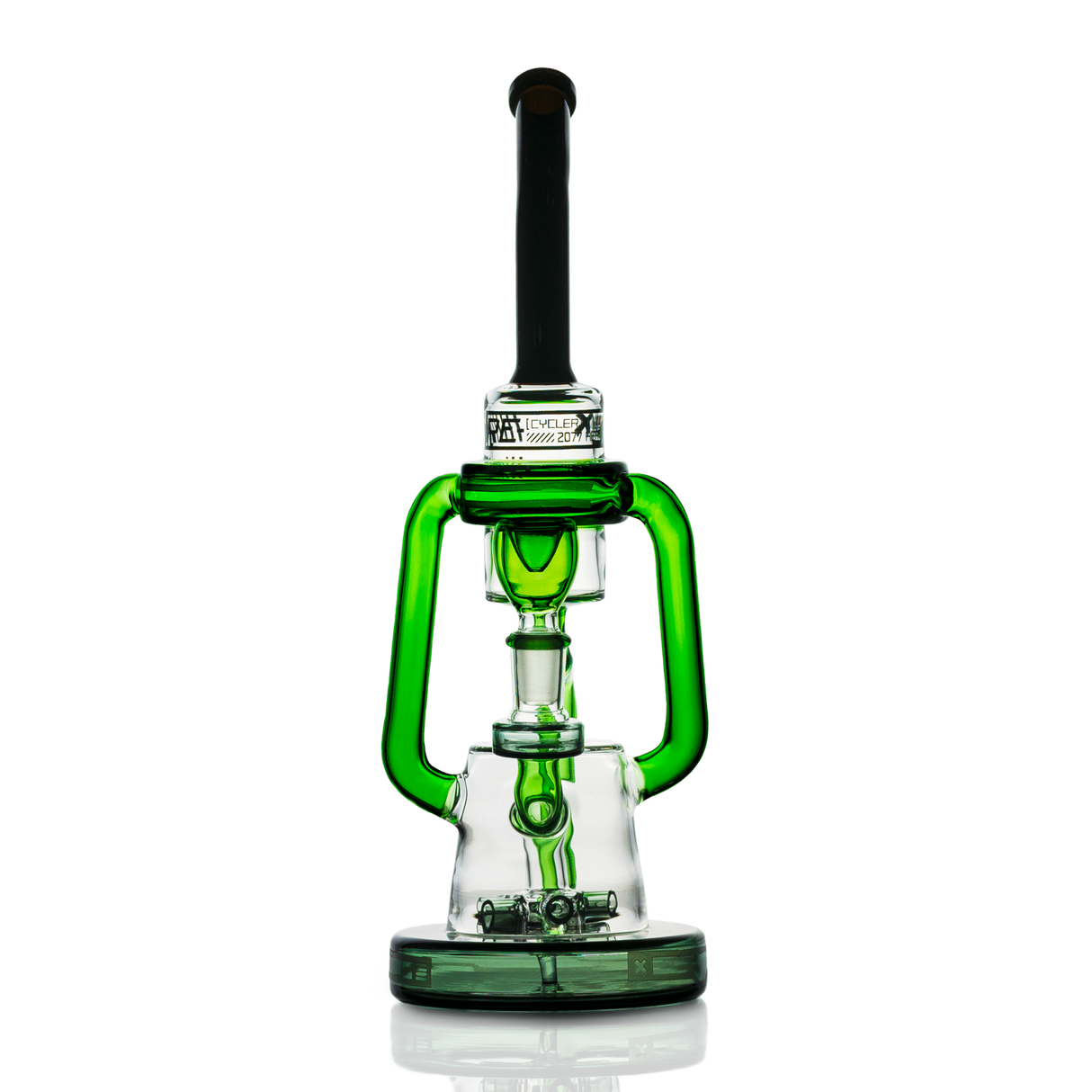 Hemper Cyberpunk XL Recycler Bong with futuristic design, 12" height, front view on white background