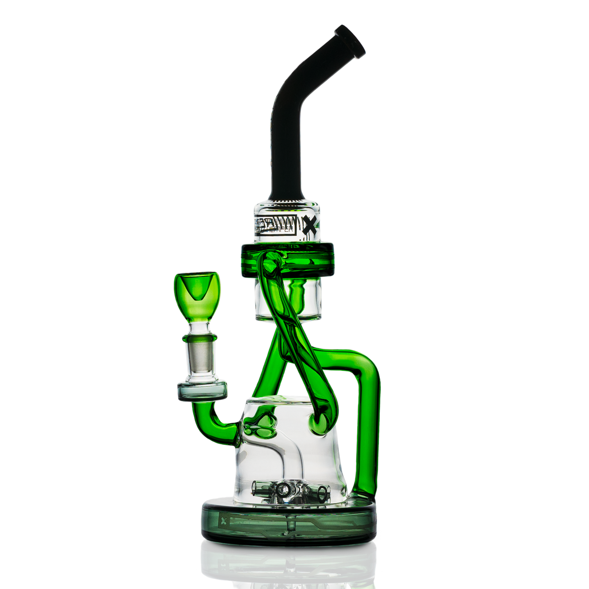 Hemper Cyberpunk XL Recycler Bong in Green with a 12" Height - Front View