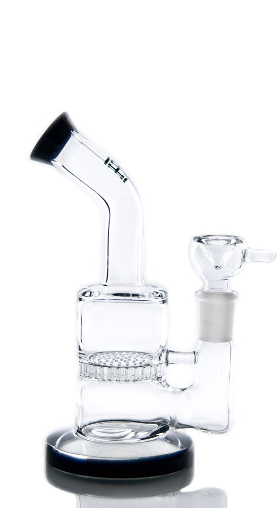 Hemper Honeycomb Disc Perc Rig 6" in Clear Borosilicate Glass with 14mm Male Bowl, Front View