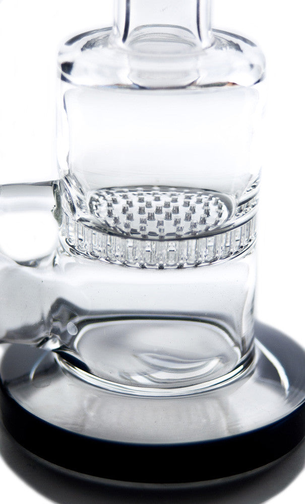 Close-up of Hemper Honeycomb Disc Perc Rig, 6" with 14mm Male Bowl, Portable Design