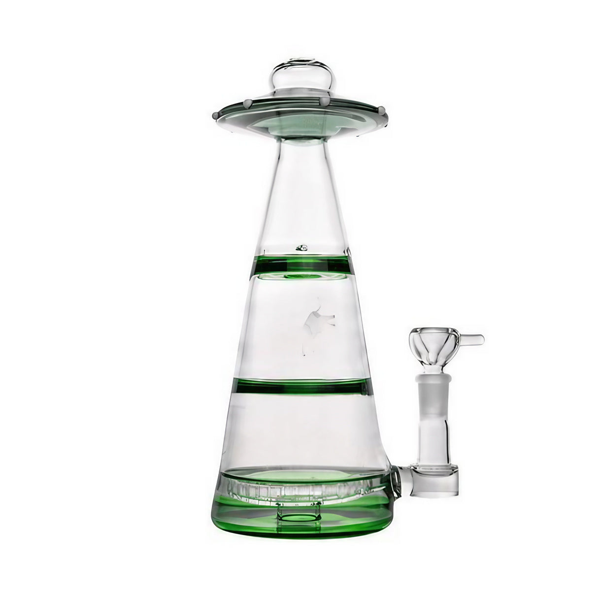 Hemper Mothership XL Bong, Teal Accents, 10" Height, 14mm Female Joint, Clear Glass, Front View