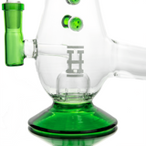 Hemper Phaser Bong in Borosilicate Glass with Green Accents, 14mm Female Joint - Front View