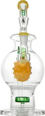 Hemper Pineapple Bong XL, clear and yellow borosilicate glass, 10-11" height, front view