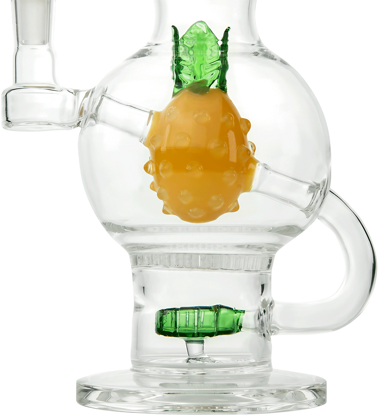 Hemper Pineapple Bong XL with clear and yellow borosilicate glass, 14mm joint, front view on white background