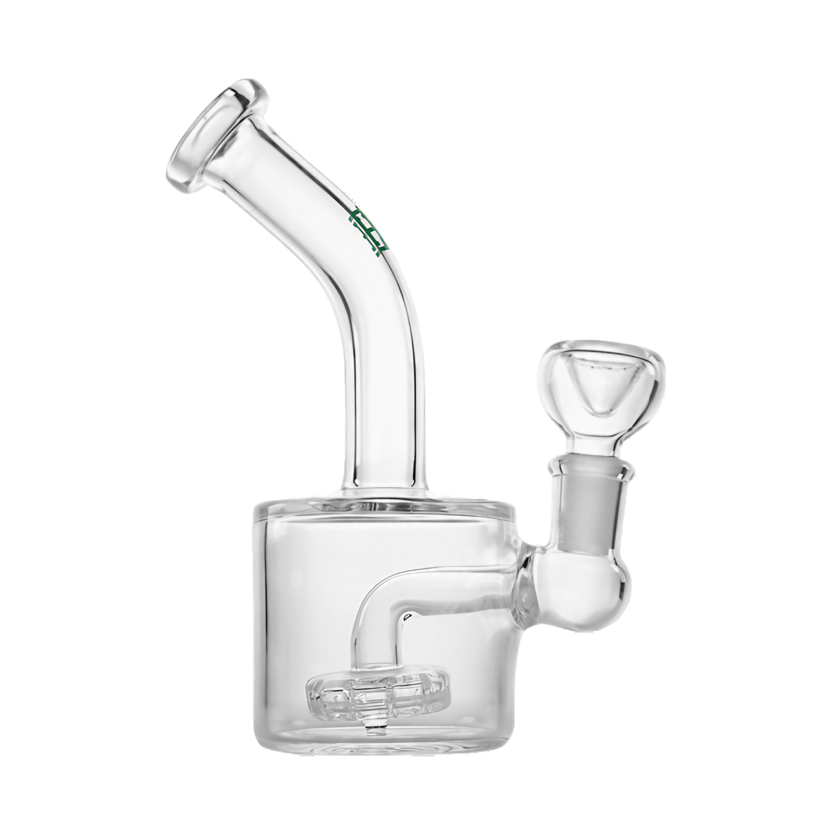 Hemper Puck Rig with Disc Percolator and 14mm Female Joint - Front View on White Background