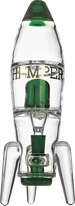 Hemper Rocket Ship XL Bong in Green, 11" Tall with 14mm Joint, Front View on White Background