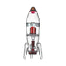 Hemper Rocket Ship XL Bong in red with clear glass, front view on white background