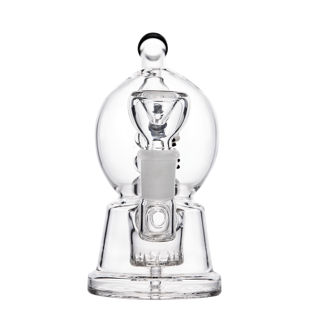 Hemper Snow Globe Bong with Showerhead Percolator, 7" Height, Clear Glass, Front View