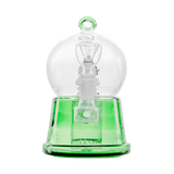 Hemper Snow Globe XL Bong in green, 8" tall borosilicate glass, front view on white background