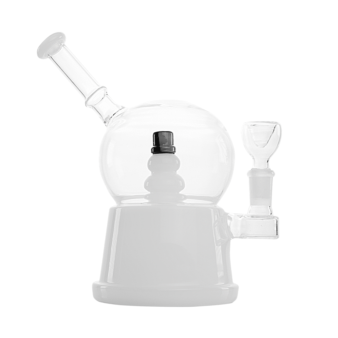 Hemper Snow Globe XL Bong in Green and White, 8" Borosilicate Glass with 14mm Joint - Front View