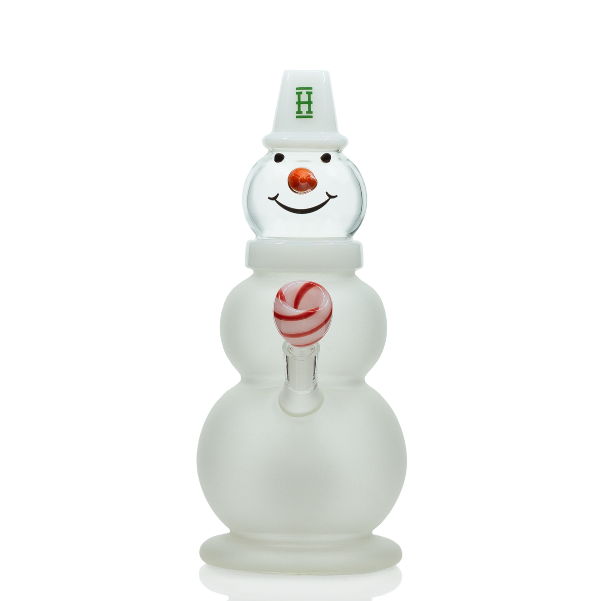 Hemper Snowman XL Bong front view with festive design and 45 degree joint angle