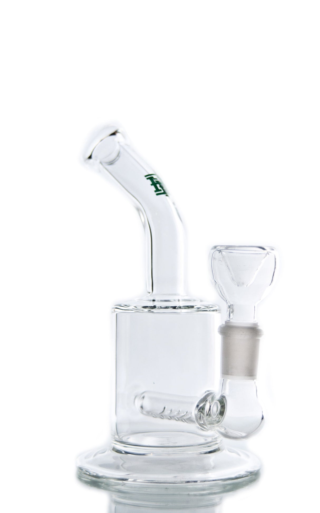 Hemper Compact 6.5" Stemline Rig with Bent Neck, Splash Guard, and In-Line Percolator - Front View