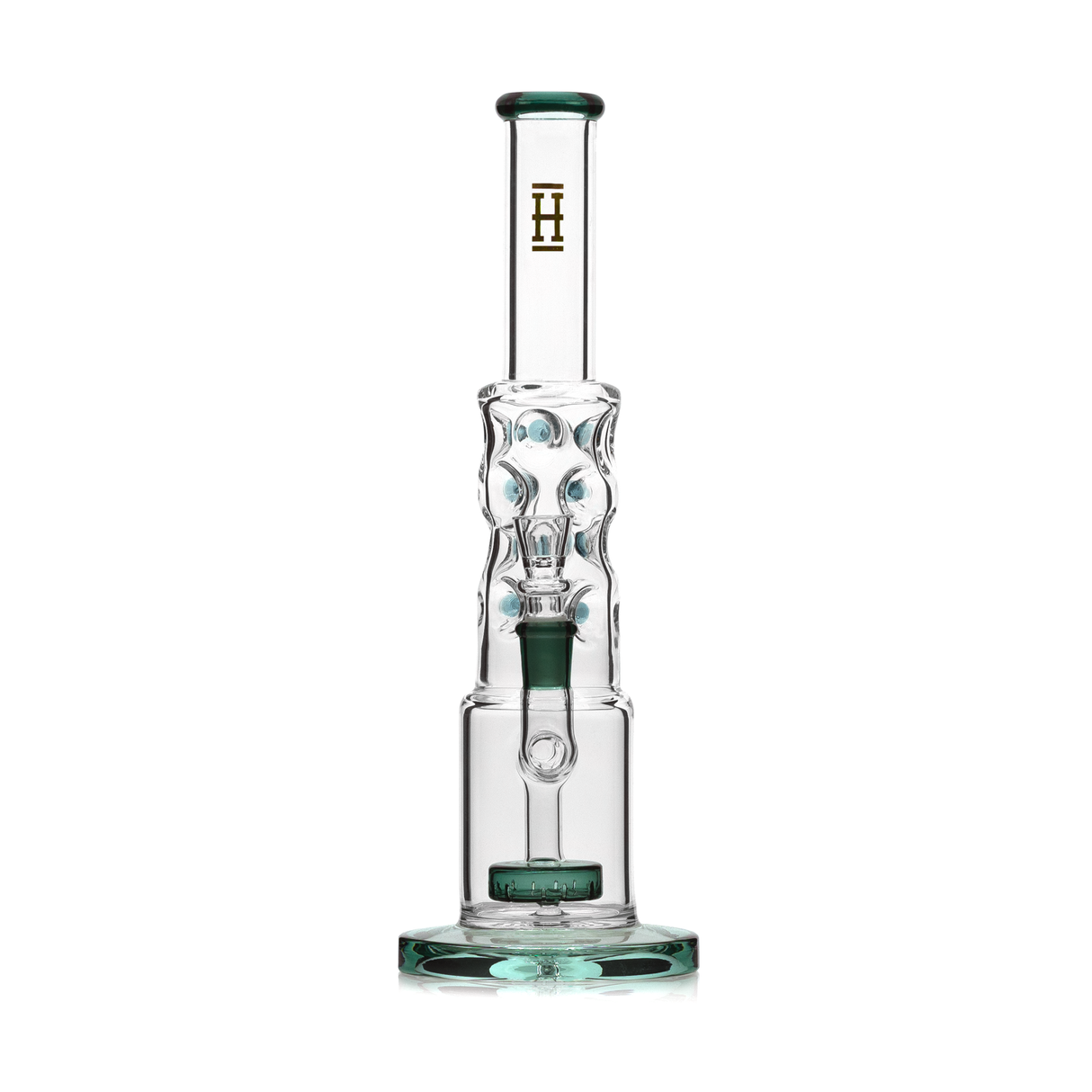 Hemper Straight Neck Bubble Bong 12" in Black, Front View on Seamless White Background