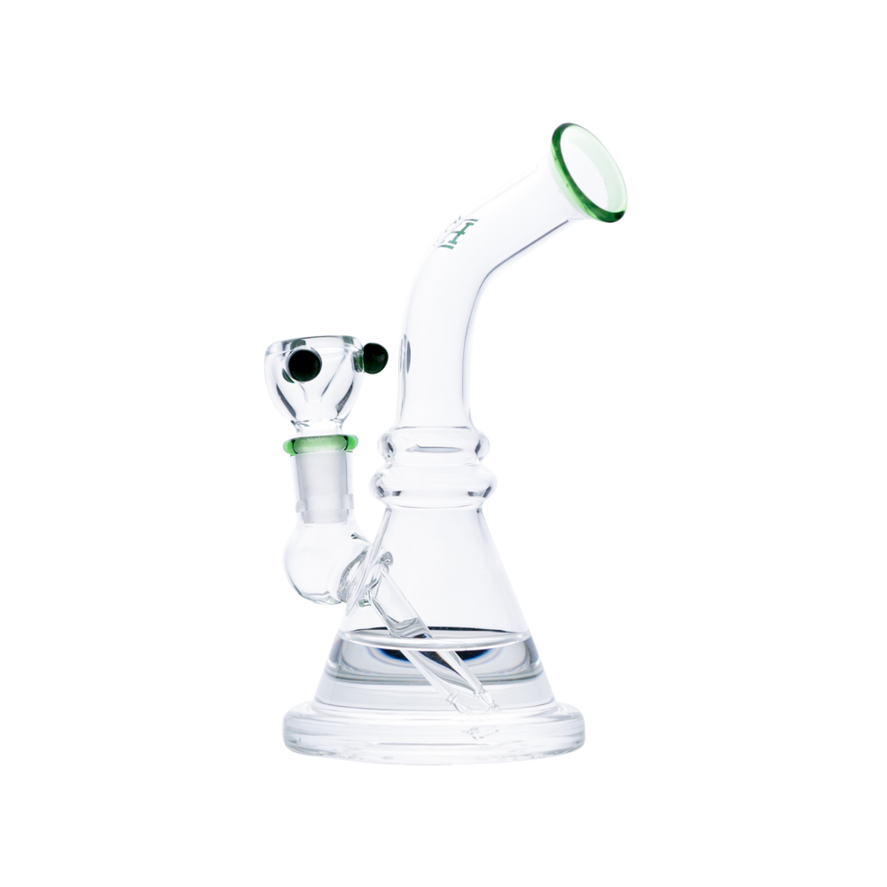 Hemper x Lil Debbie Rig - 7" Glass Bong with 14mm Joint - Clear with Green Accents