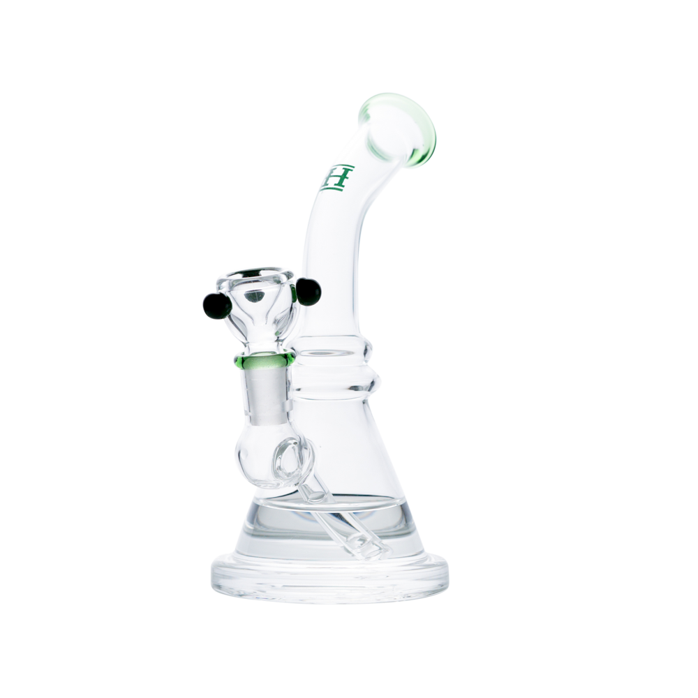 Hemper x Lil Debbie Rig in Green - 7" Glass Bong with 14mm Joint - Side View