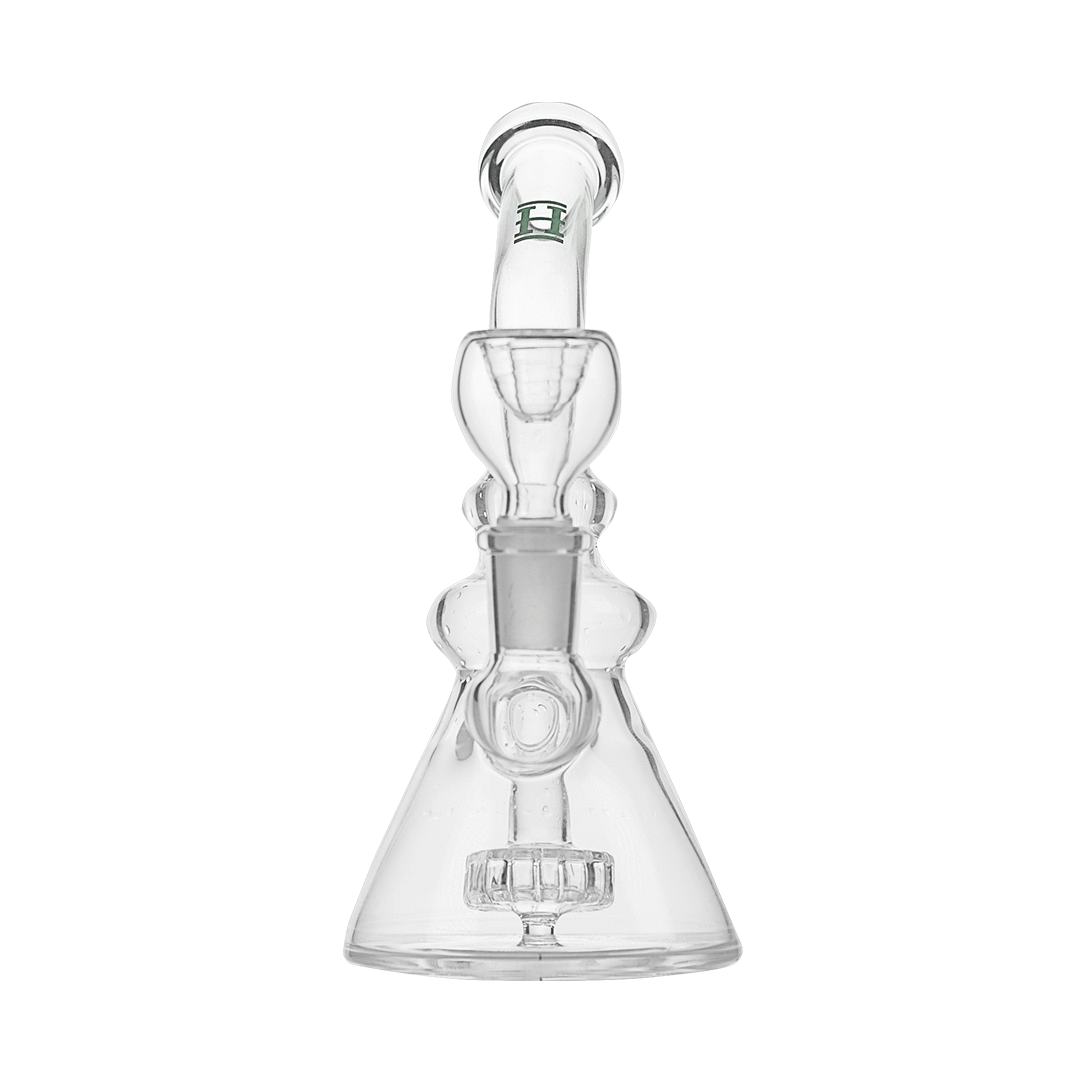 Hemper x Trippy Hippie Beaker Bong with Showerhead Perc, 7" Borosilicate Glass, Front View