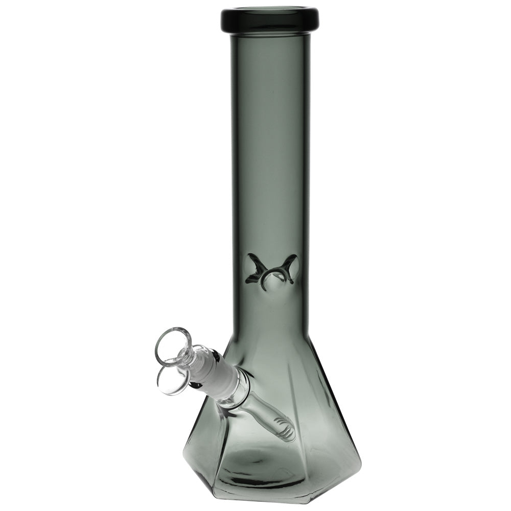 Hextasy Hexagonal Beaker Water Pipe for Dry Herbs, 12" Borosilicate Glass, Front View